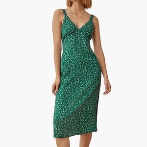 Reformation Lynda Green Floral Midi Dress